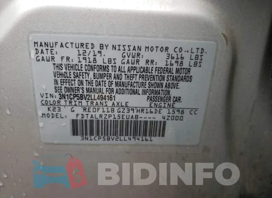 3N1CP5BV2LL494161 Photo# 12