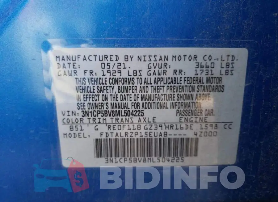 3N1CP5BV8ML504225 Photo# 13