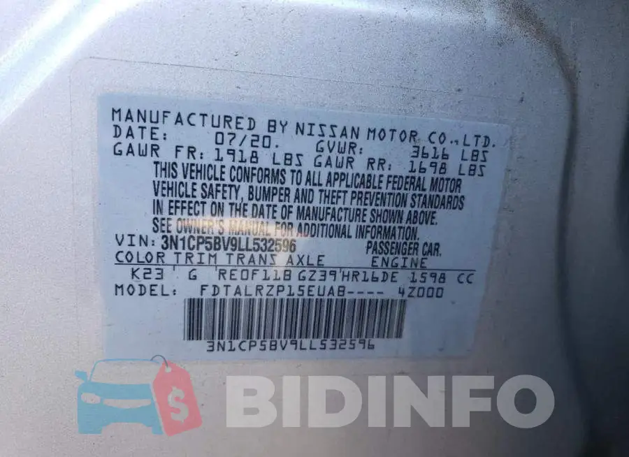 3N1CP5BV9LL532596 Photo# 13