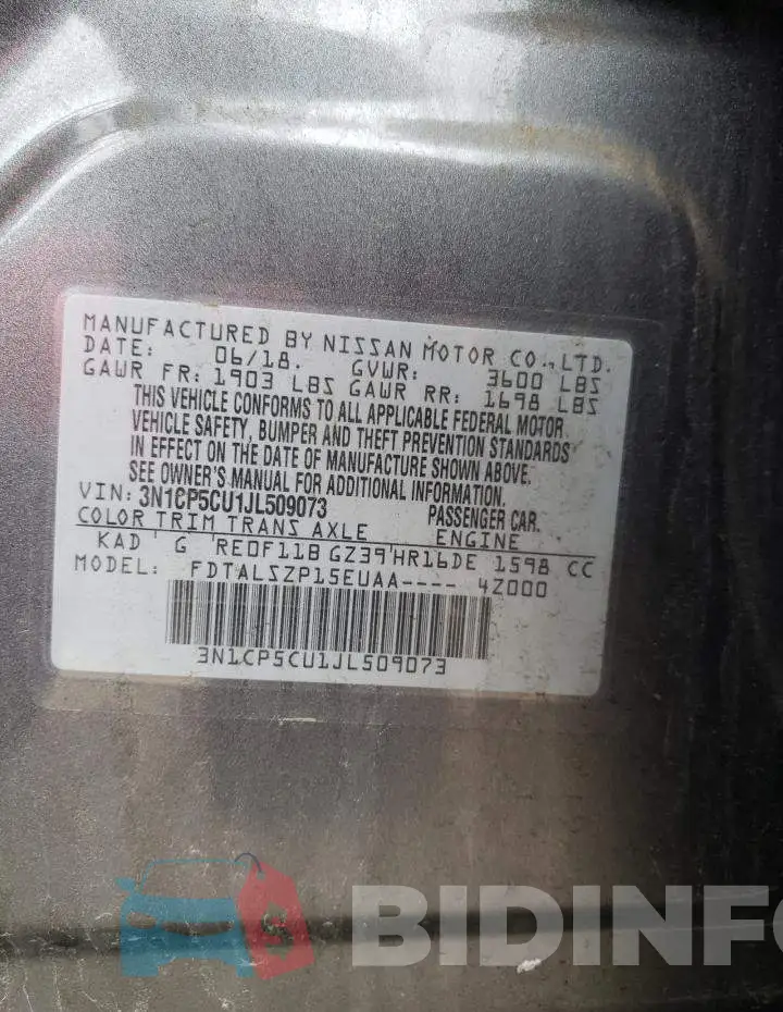 3N1CP5CU1JL509073 Photo# 12