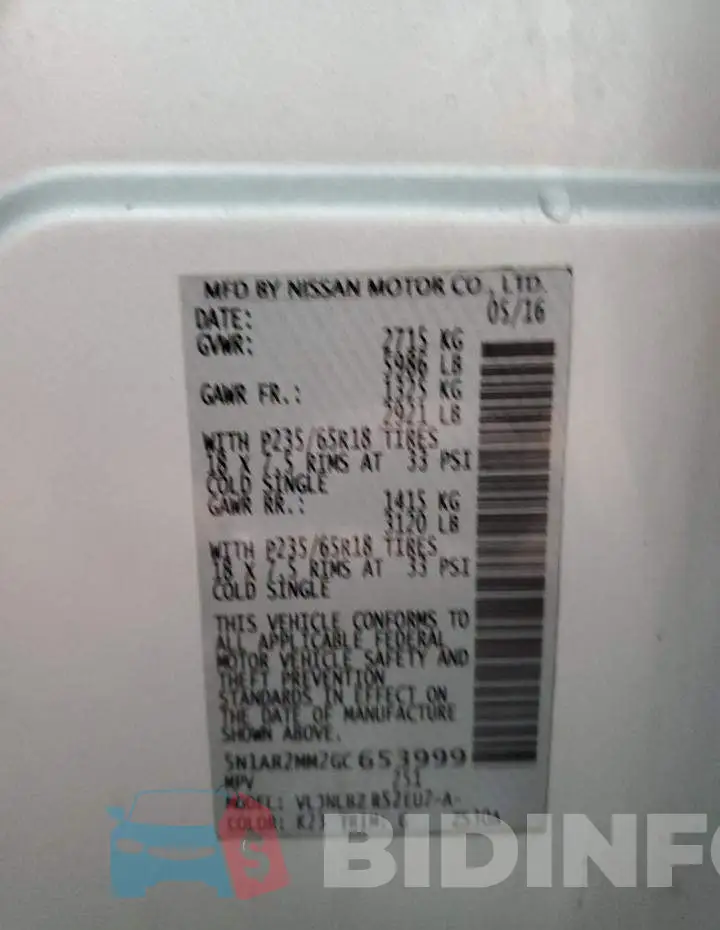 5N1AR2MM2GC653999 Photo# 13