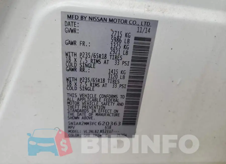 5N1AR2MM3FC620363 Photo# 13