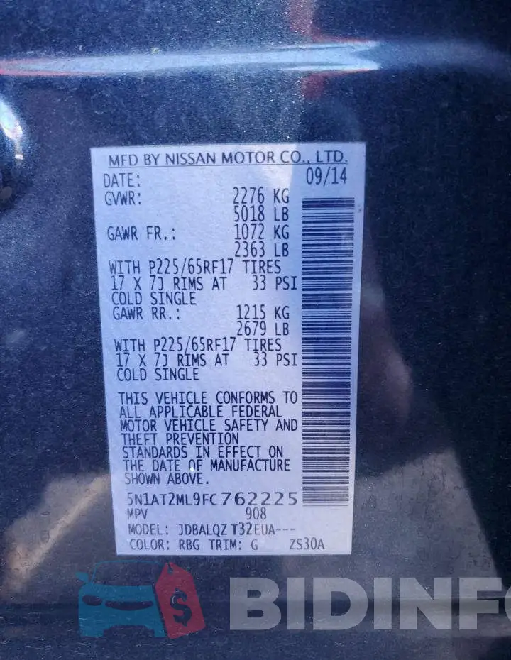 5N1AT2ML9FC762225 Photo# 12