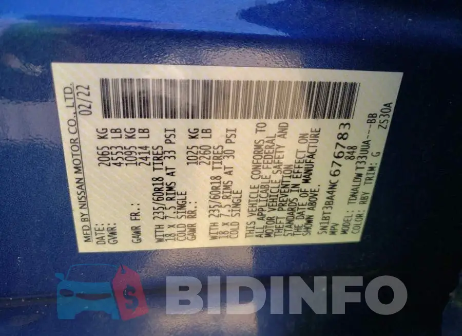 5N1BT3BA4NC676783 Photo# 12