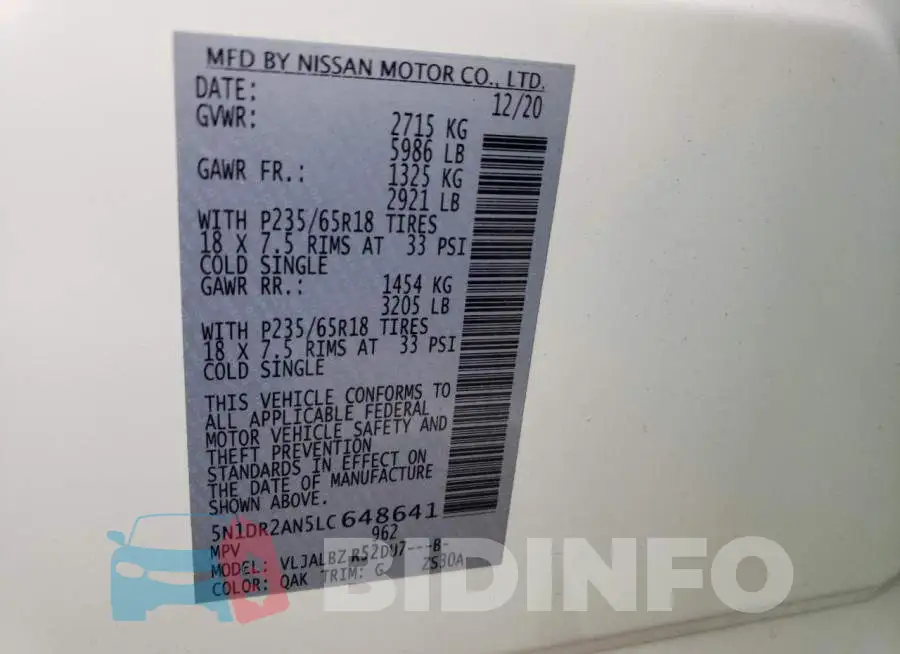 5N1DR2AN5LC648641 Photo# 13