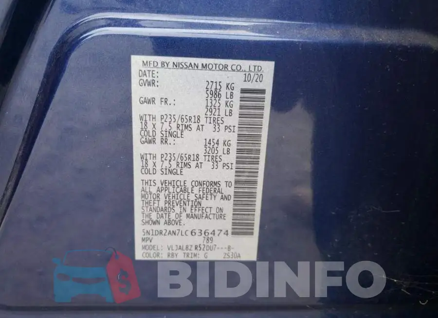 5N1DR2AN7LC636474 Photo# 13