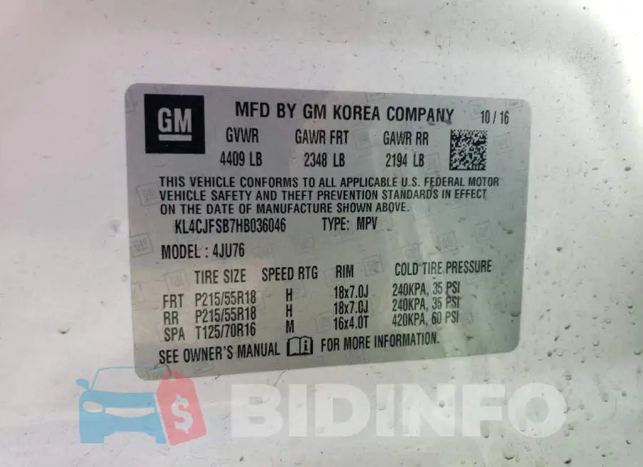 KL4CJFSB7HB036046 Photo# 13