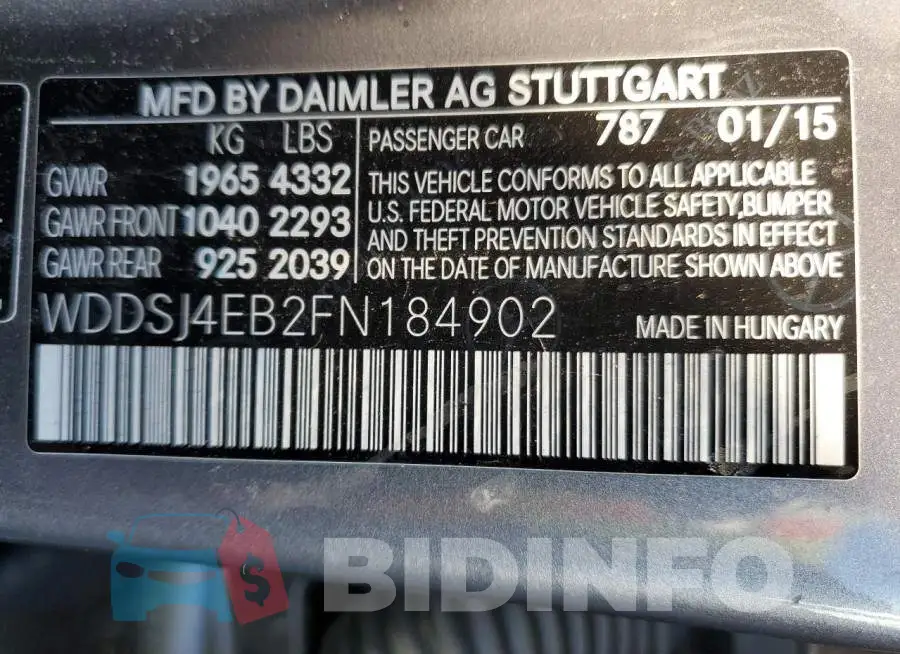 WDDSJ4EB2FN184902 Photo# 12
