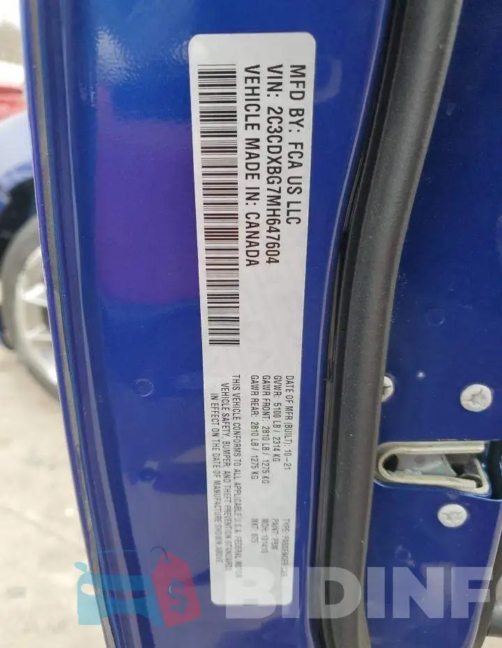 2C3CDXBG7MH647604 Photo# 13