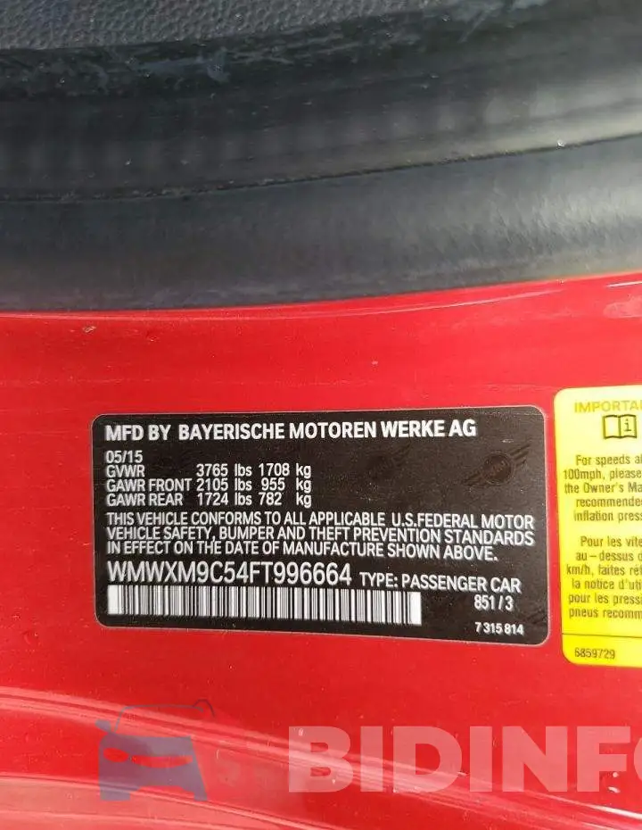 WMWXM9C54FT996664 Photo# 12