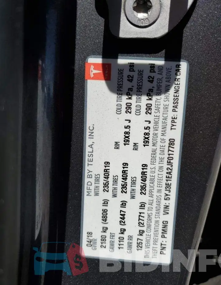 5YJ3E1EA2JF017780 Photo# 12
