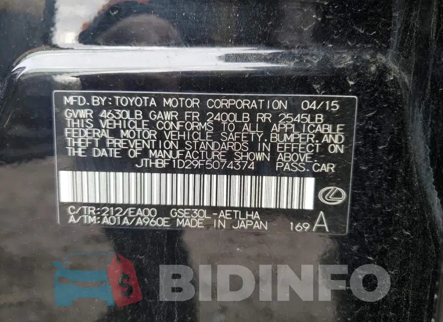 JTHBF1D29F5074374 Photo# 12