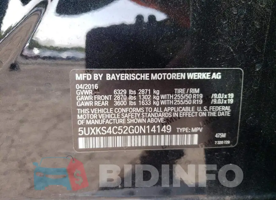 5UXKS4C52G0N14149 Photo# 13