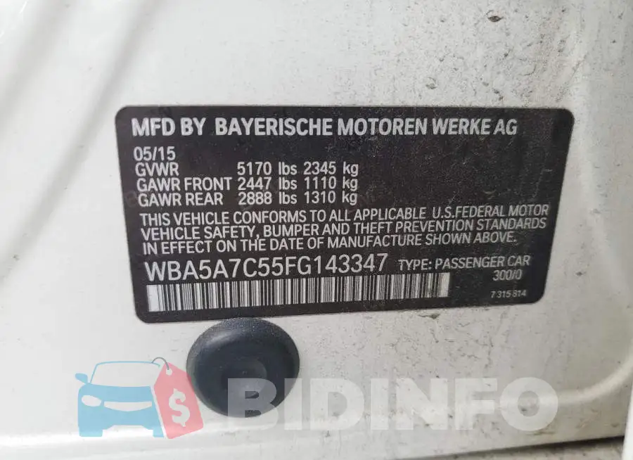 WBA5A7C55FG143347 Photo# 12