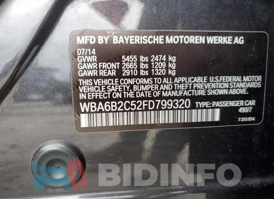 WBA6B2C52FD799320 Photo# 12