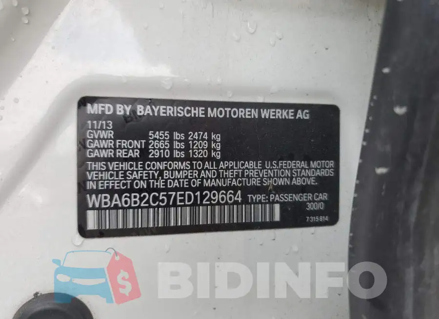 WBA6B2C57ED129664 Photo# 12