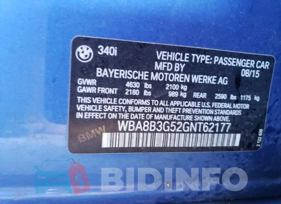 WBA8B3G52GNT62177 Photo# 12