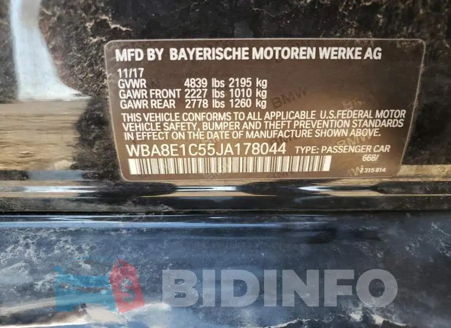 WBA8E1C55JA178044 Photo# 12