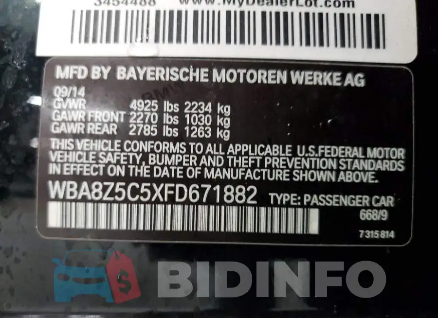 WBA8Z5C5XFD671882 Photo# 12
