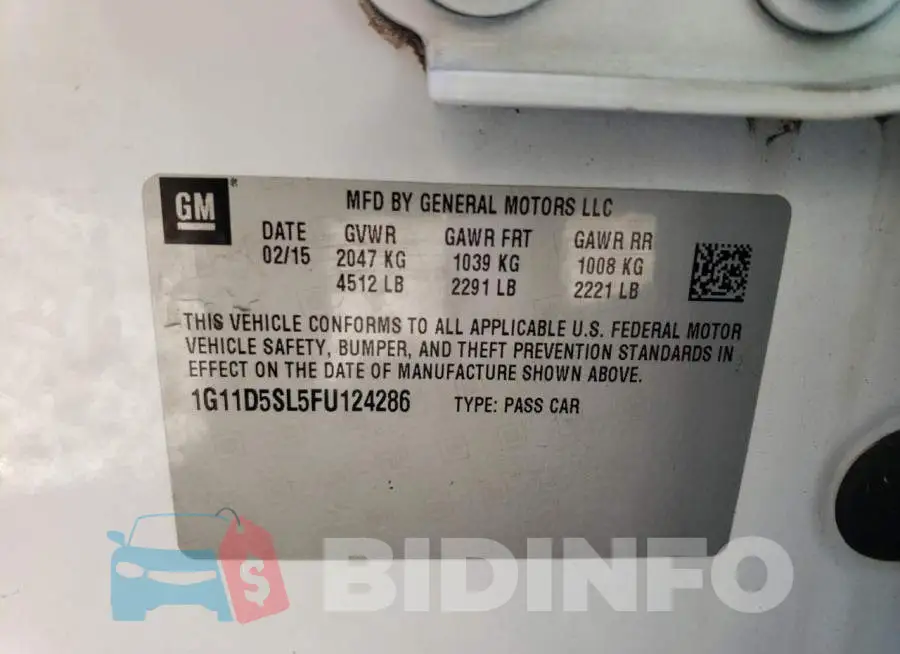 1G11D5SL5FU124286 Photo# 12