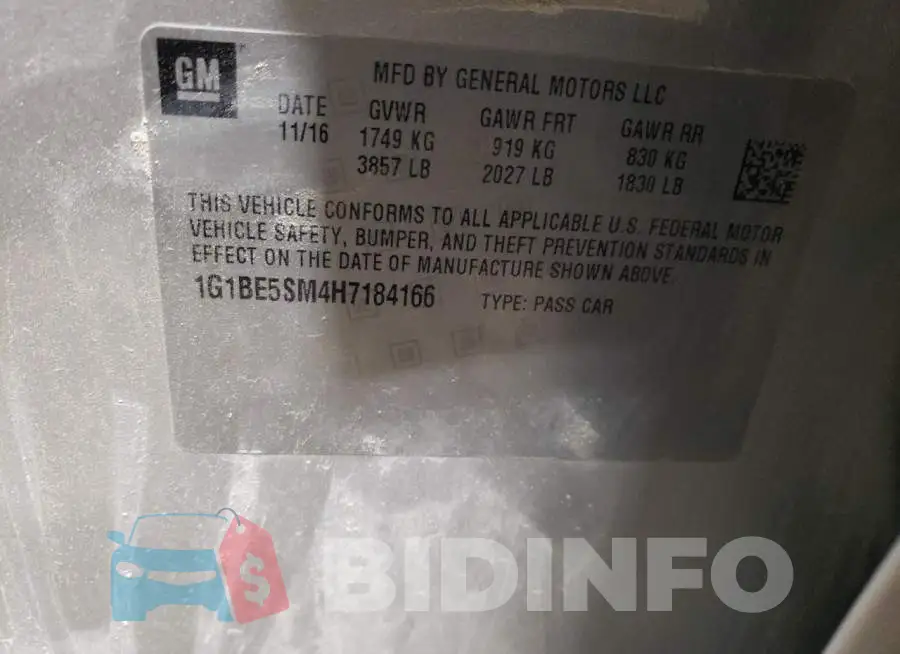 1G1BE5SM4H7184166 Photo# 12