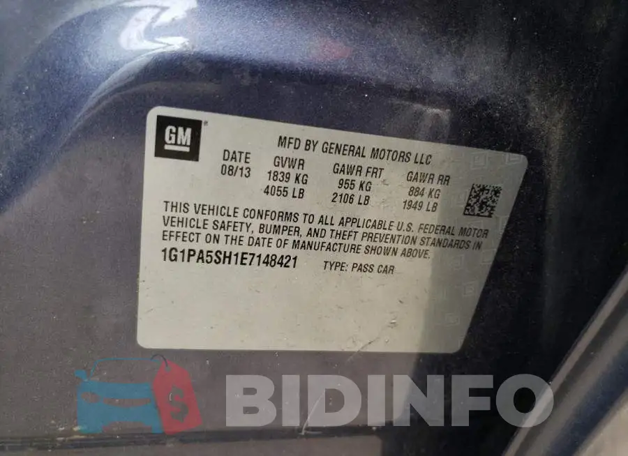 1G1PA5SH1E7148421 Photo# 12