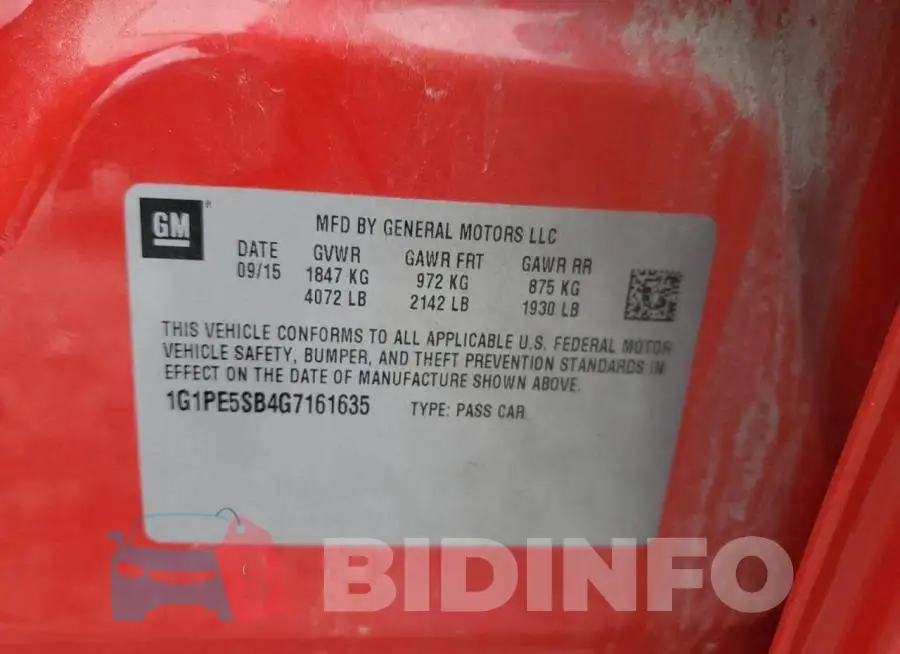1G1PE5SB4G7161635 Photo# 13