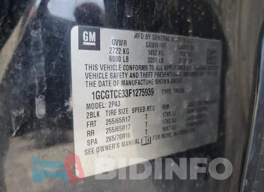 1GCGTCE33F1275939 Photo# 13