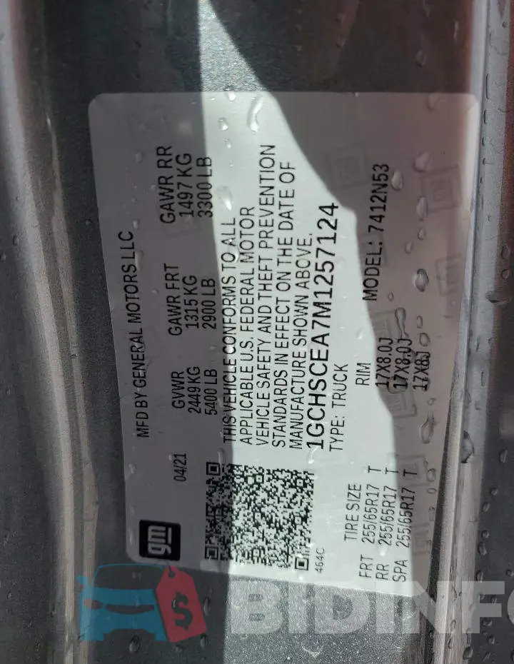 1GCHSCEA7M1257124 Photo# 13