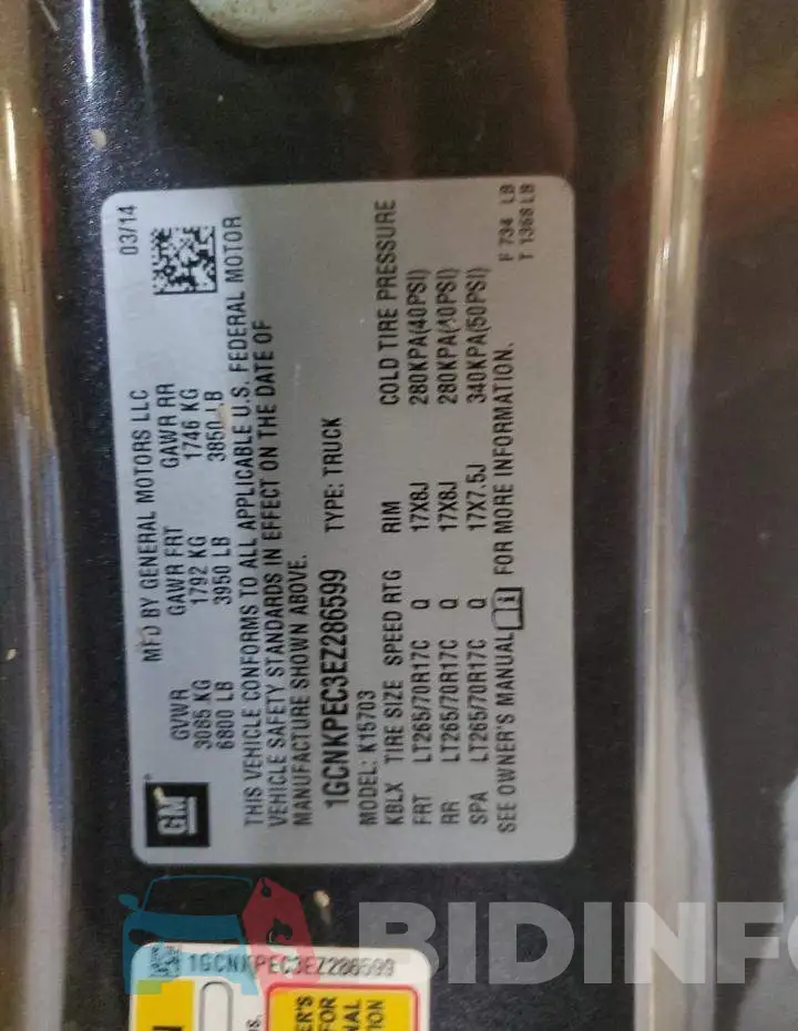 1GCNKPEC3EZ286599 Photo# 12