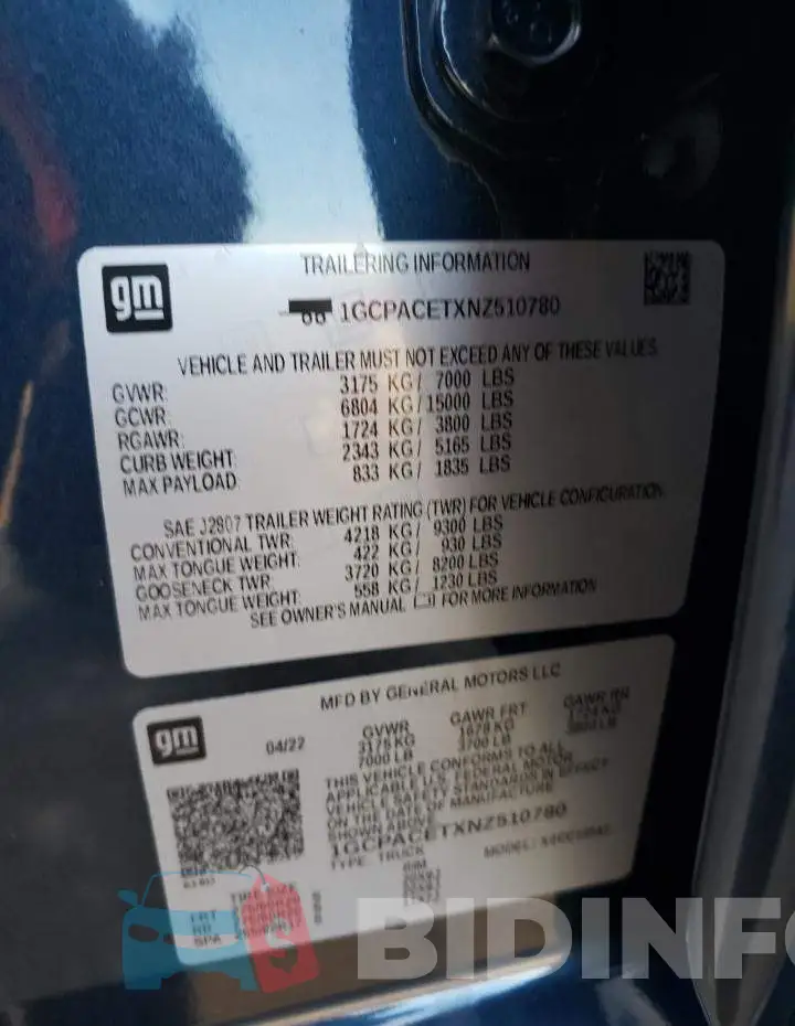 1GCPACETXNZ510780 Photo# 12