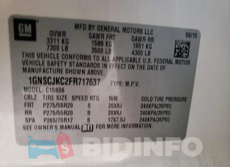 1GNSCJKC2FR717637 Photo# 14