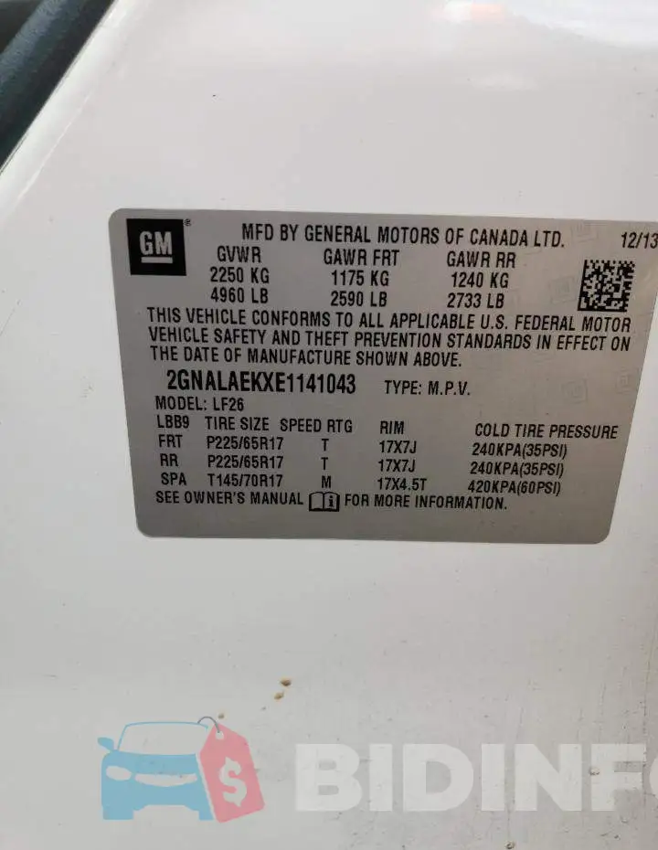2GNALAEKXE1141043 Photo# 13