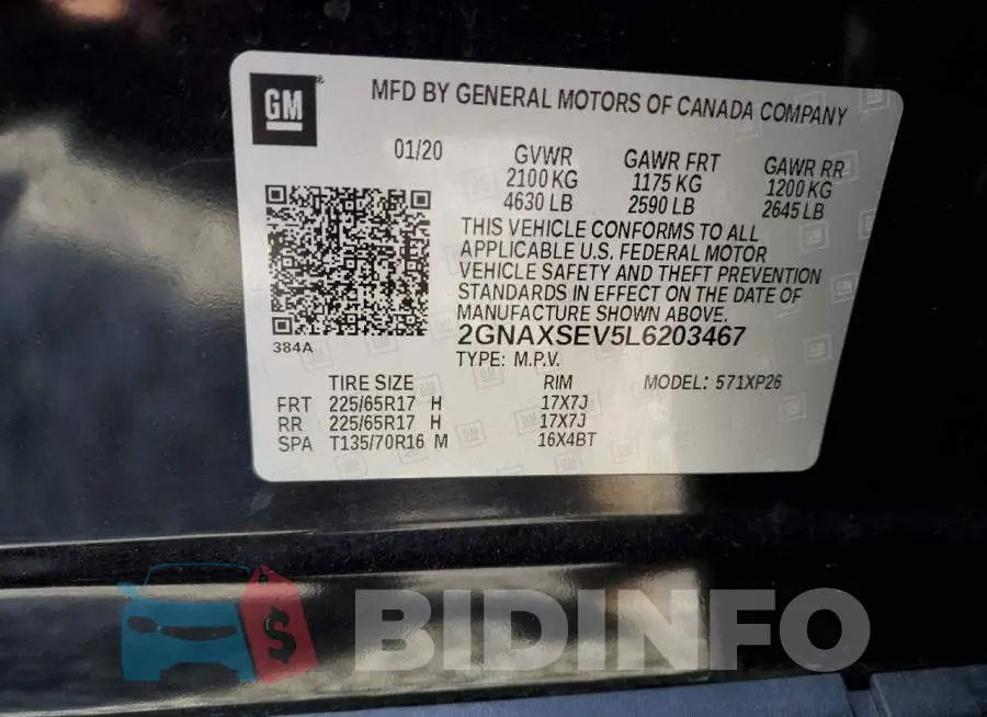 2GNAXSEV5L6203467 Photo# 13