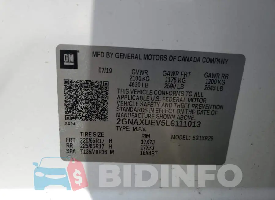 2GNAXUEV5L6111013 Photo# 12