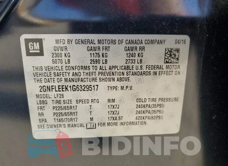 2GNFLEEK1G6329517 Photo# 13