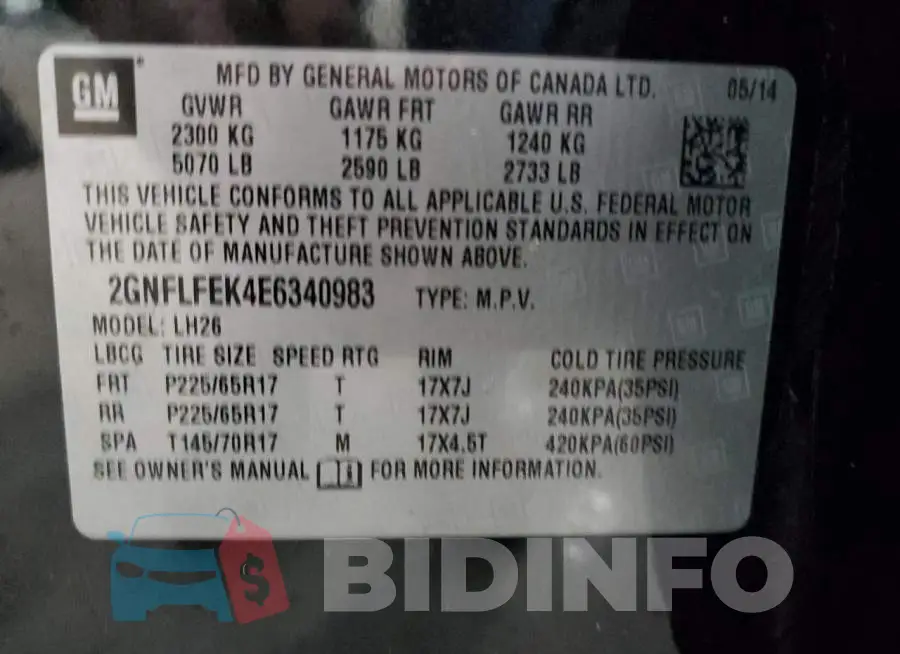 2GNFLFEK4E6340983 Photo# 13