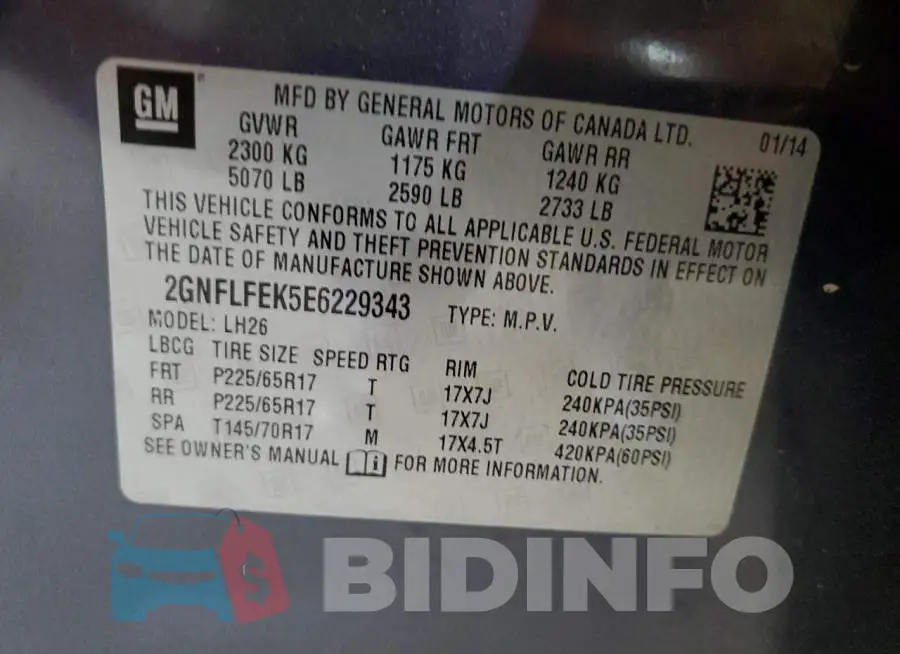 2GNFLFEK5E6229343 Photo# 13