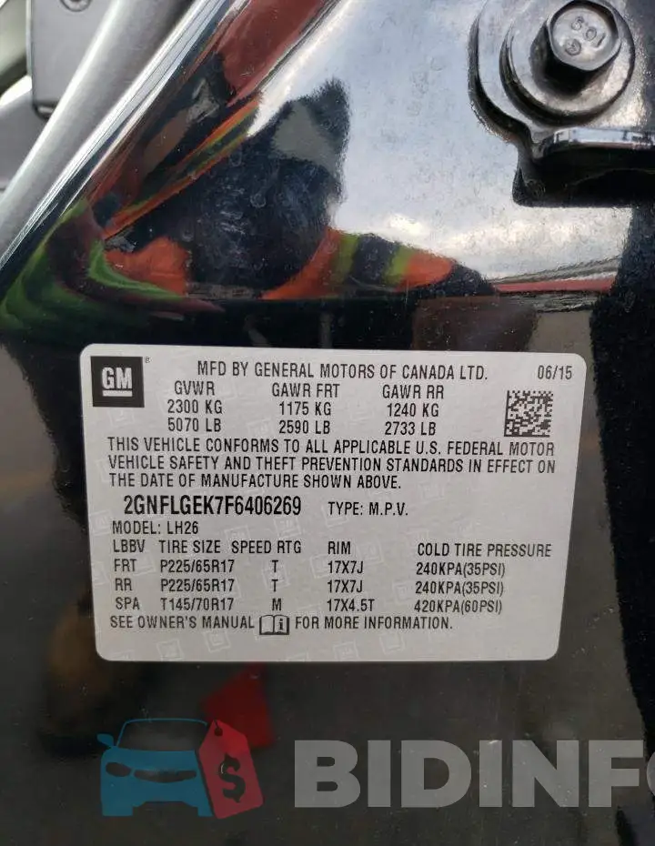 2GNFLGEK7F6406269 Photo# 13