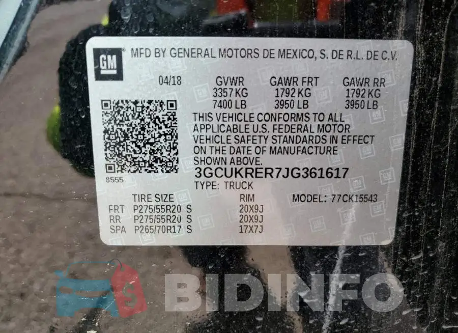 3GCUKRER7JG361617 Photo# 12