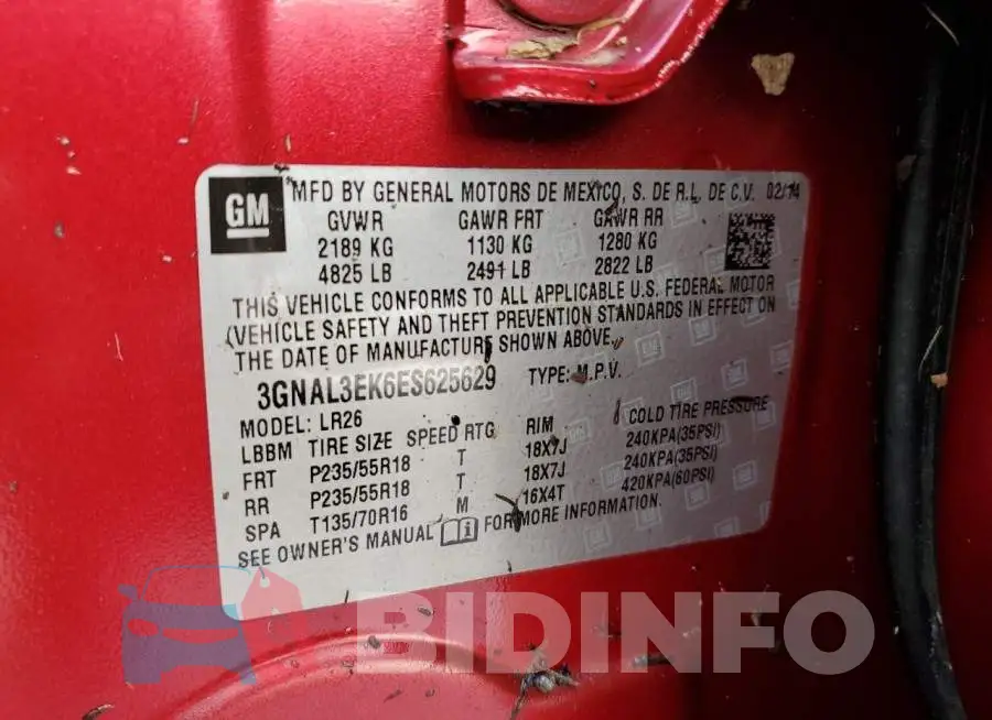 3GNAL3EK6ES625629 Photo# 13