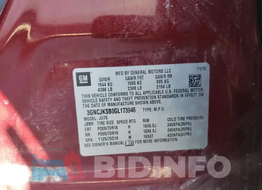 3GNCJKSB0GL173946 Photo# 12