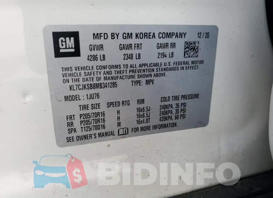 KL7CJKSB8MB341285 Photo# 12