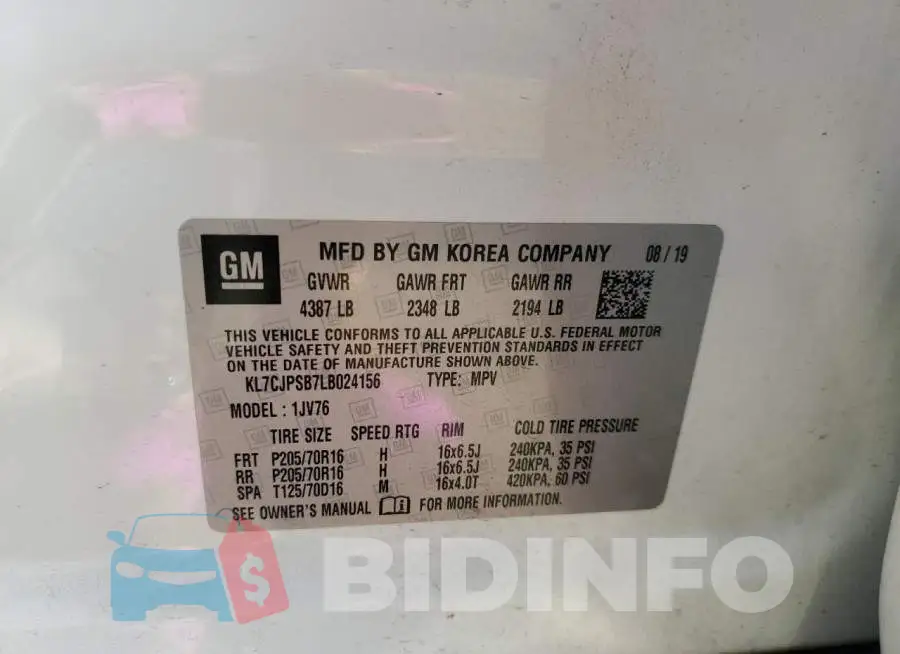 KL7CJPSB7LB024156 Photo# 13