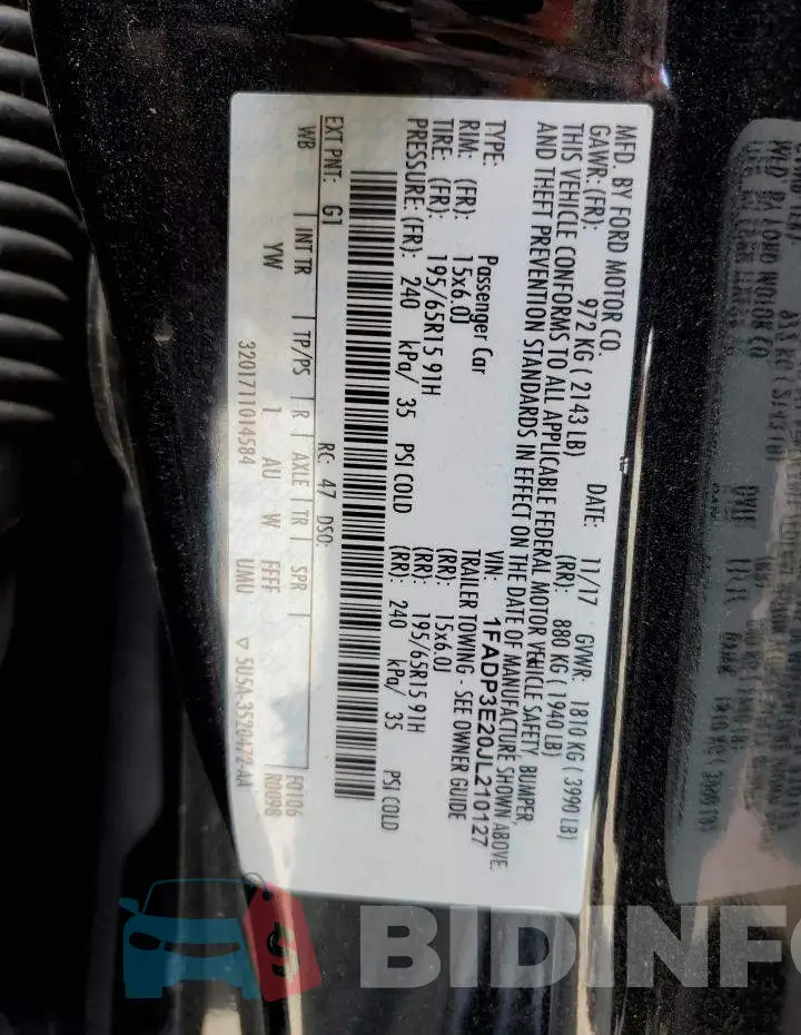 1FADP3E20JL210127 Photo# 12