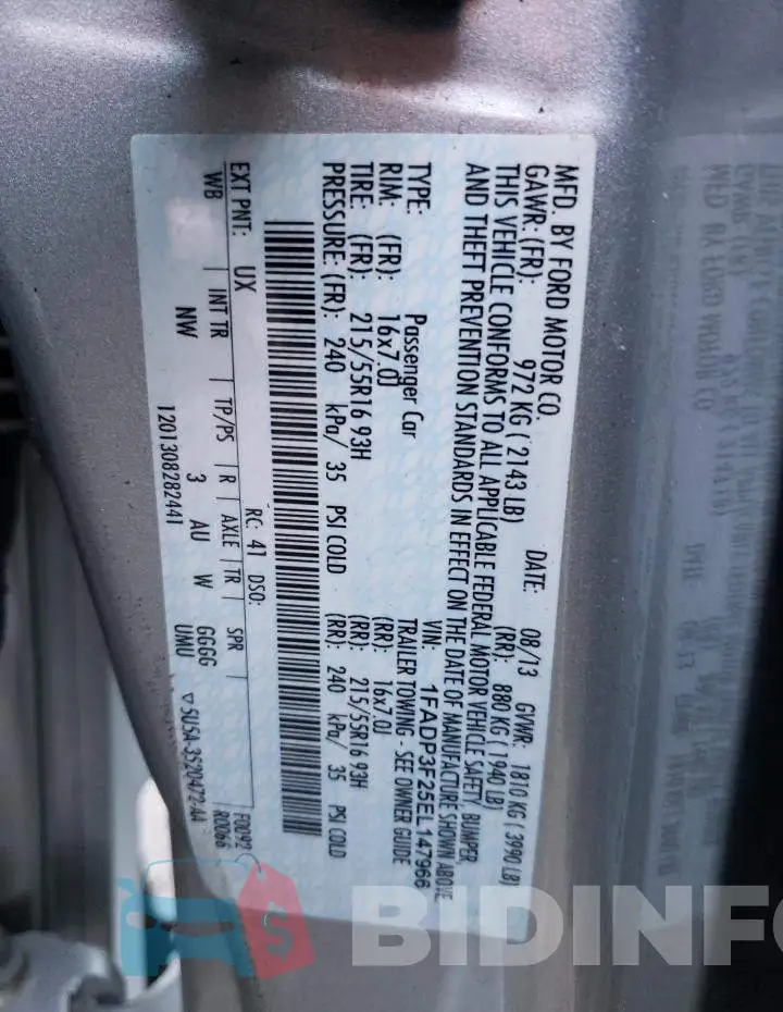 1FADP3F25EL147966 Photo# 13