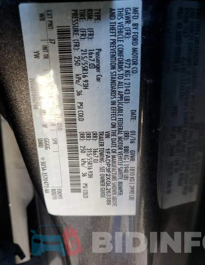 1FADP3F2XGL263389 Photo# 12