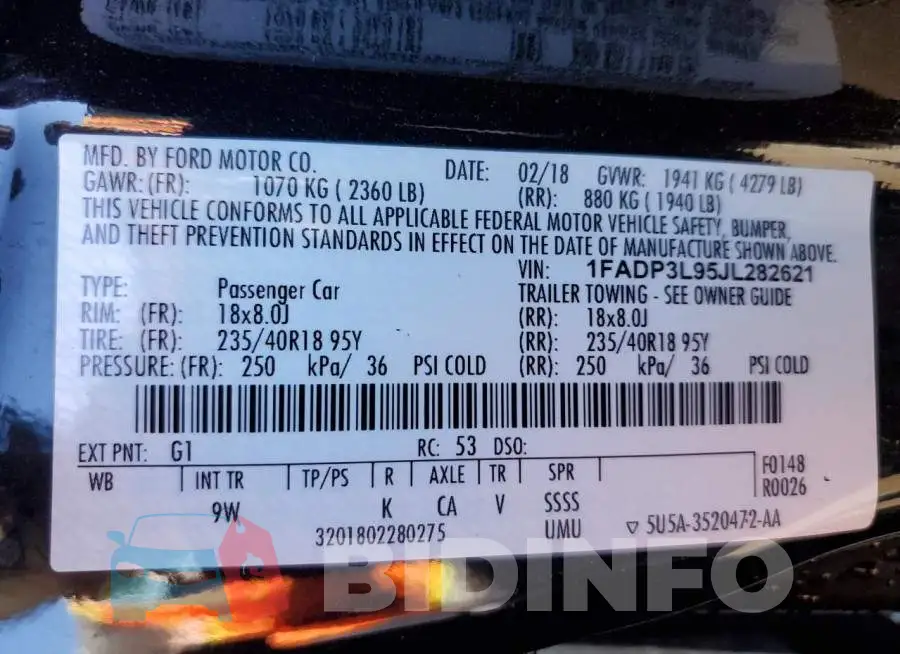 1FADP3L95JL282621 Photo# 12