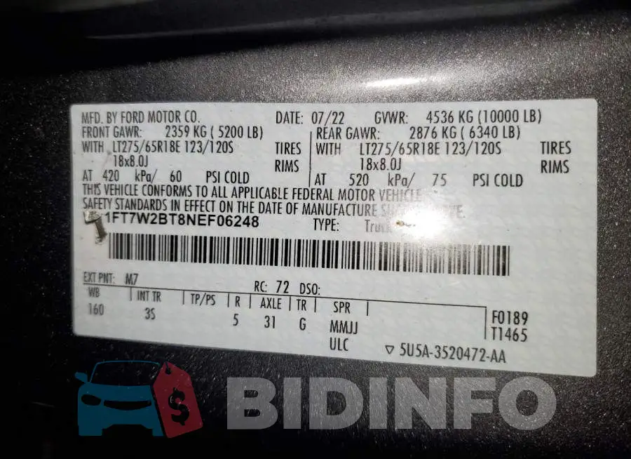 1FT7W2BT8NEF06248 Photo# 12