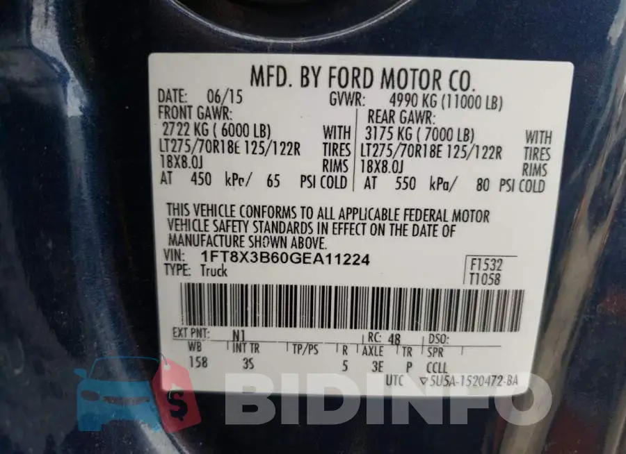 1FT8X3B60GEA11224 Photo# 12